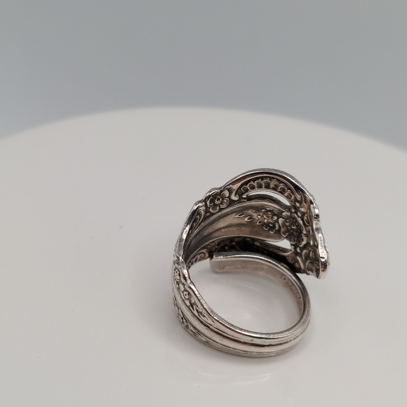 Vintage Spoon Ring Rosebud pattern sz 4.5 adjustable. - Picture 8 of 11